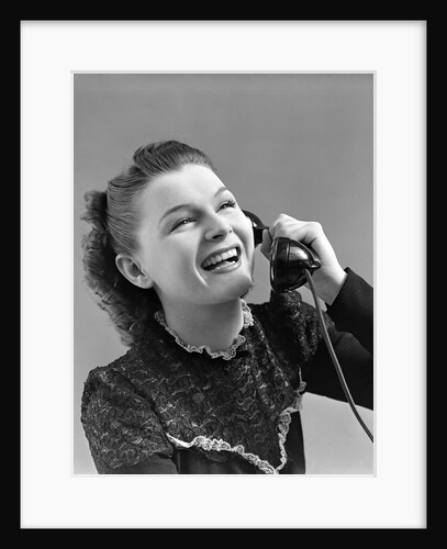 1940s Woman Talking Laughing On Telephone by Anonymous