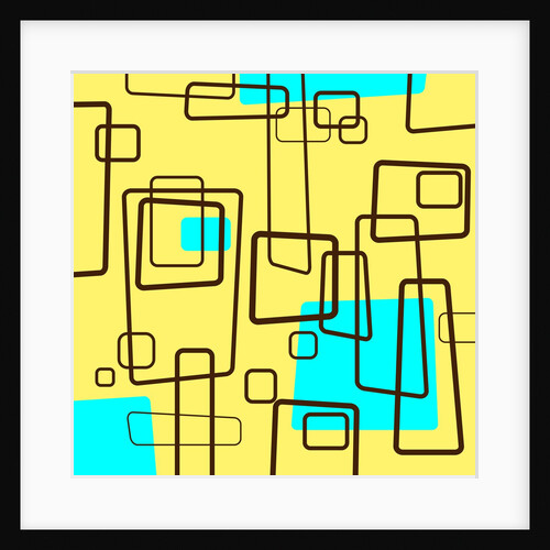 Retro Square Pattern Blue and Yellow by Anonymous