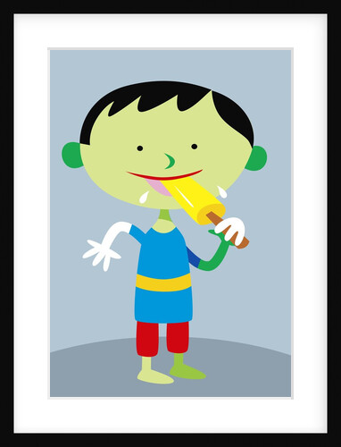 space boy eating popsicle by Anonymous