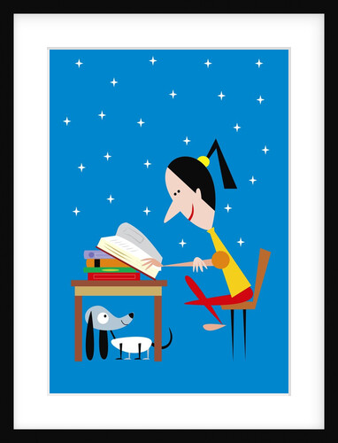 girl reading at night by Anonymous