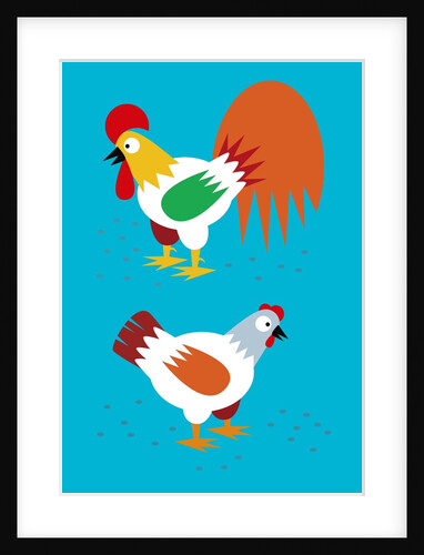 rooster and hen by Anonymous