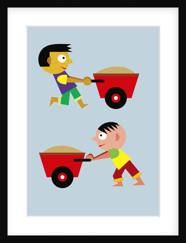 boys with wheelbarrows by Anonymous