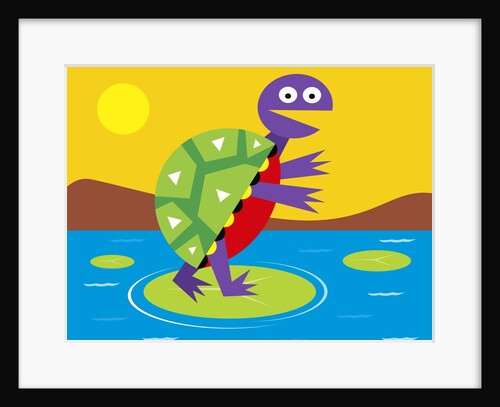 turtle on a lily pad by Anonymous