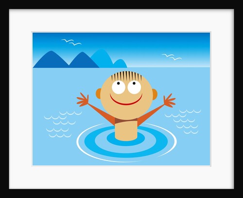 boy swimming in the ocean by Anonymous