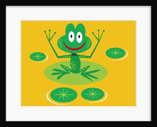smiling frog on lily pad by Anonymous