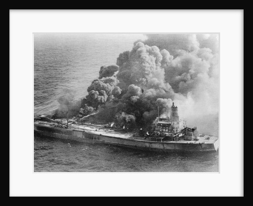 Burning oil tanker by Anonymous