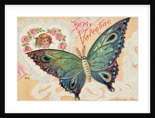 Be My Valentine Postcard with Butterfly by Anonymous