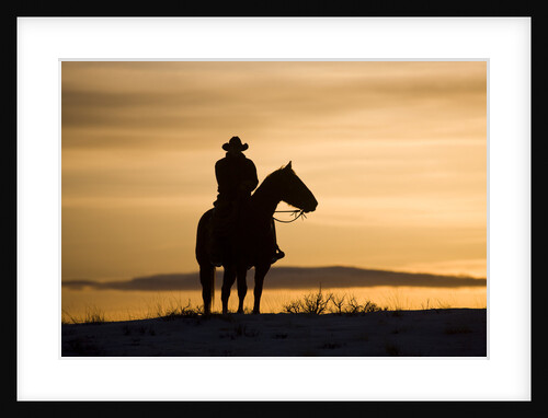 Cowboy at Sunset by Anonymous