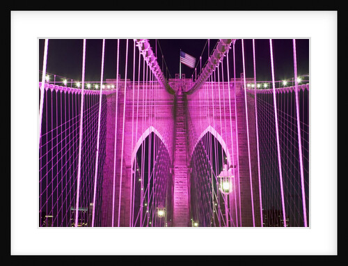 Brooklyn Bridge Lit Purple by Anonymous