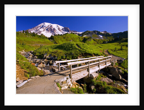 Mount Rainier and Footbridge by Anonymous