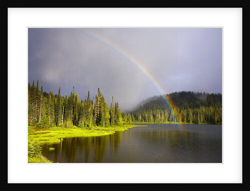 Rainbow Over Reflection Lakes in Mt. Rainier National Park by Anonymous