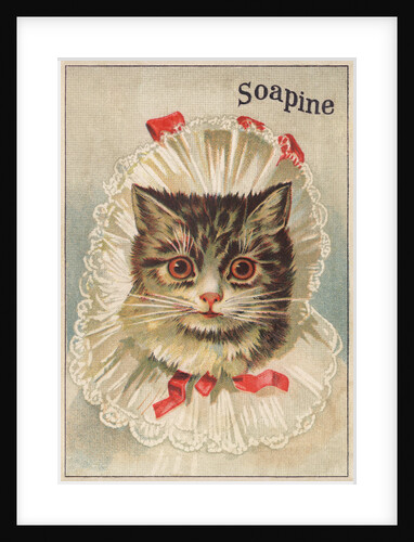Soapine Trade Card with Kitten in Baby Clothes by Anonymous