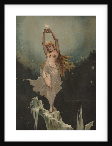 Illustration of Woman on Cliff Holding Light by Anonymous