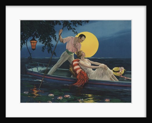 Calendar Illustration of Man Singing to Woman in Boat by Anonymous