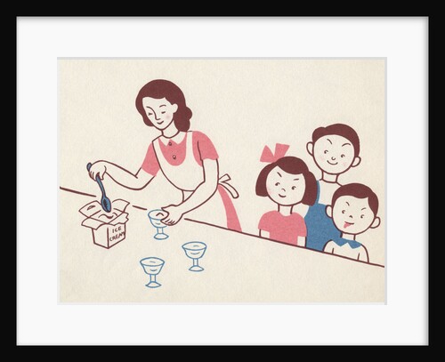 Illustration of Mother Serving Ice Cream to Children by Lois Lenski