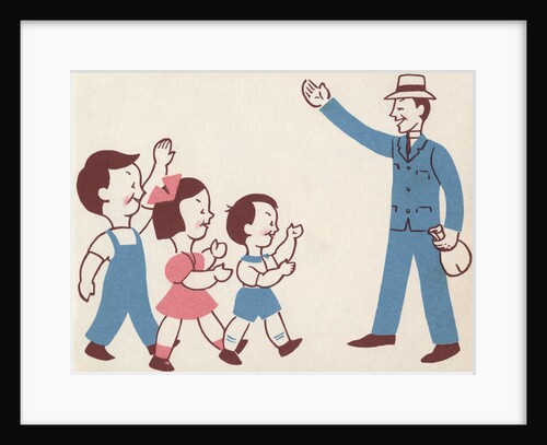 Illustration of Children Greeting Father by Lois Lenski