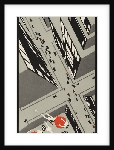Illustration of Man on Rooftop Losing His Hat by Martha Bensley Bruere