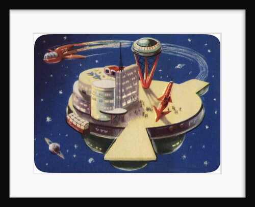 Biekens Pictorial Sticker with Futuristic Space Station by Anonymous