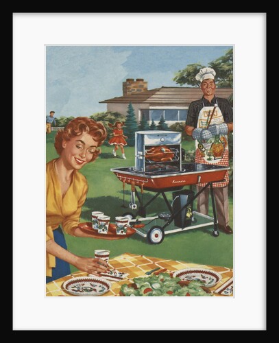 Magazine Illustration of Family Barbeque by Anonymous