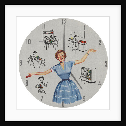 Magazine Illustration of Housewife Working Around Clock by Anonymous