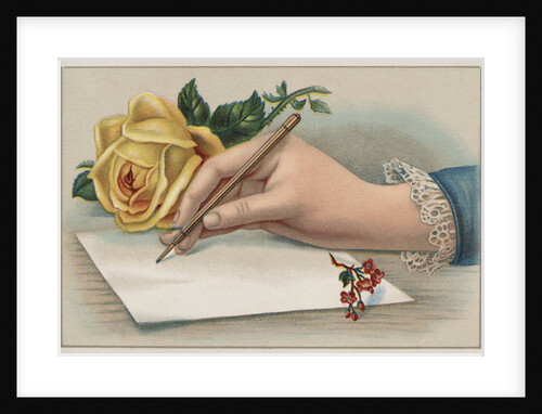 Bookplate Illustration of Woman's Hand Writing Letter by Anonymous
