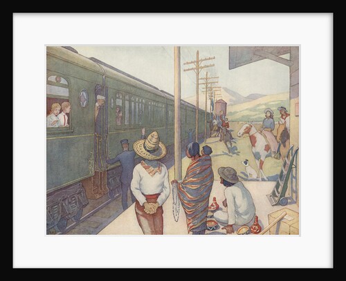 Illustration of Train Traveling Through the Prairie by E. Boyd Smith