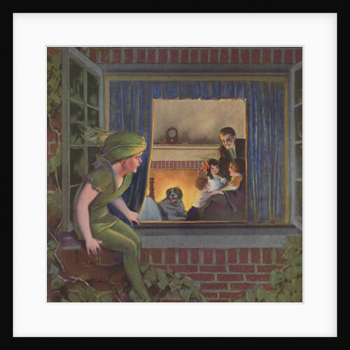 Illustration of Peter Pan Watching Happy Family by Roy Best