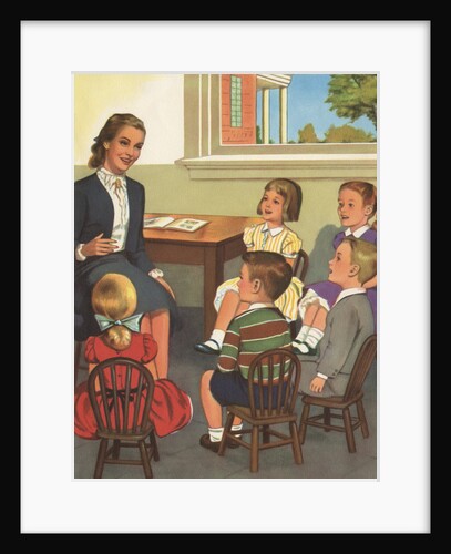 Calendar Illustration of Children Singing in Sunday School by Anonymous