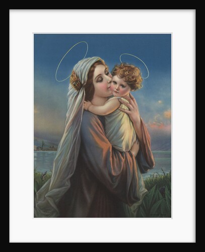 Calendar Illustration of Virgin Mary Holding Baby Jesus by Anonymous