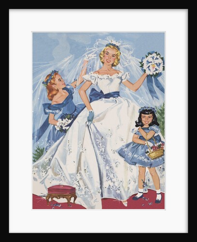 Paper Dolls of Bride with Flower Girls by Anonymous