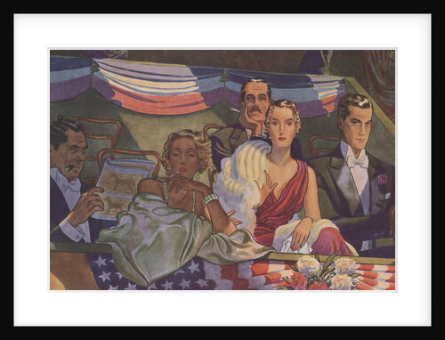 Illustration of Men and Women Sitting in Stands by Anonymous