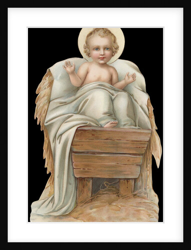 Die-Cut Scrap of Baby Jesus in Manger by Anonymous