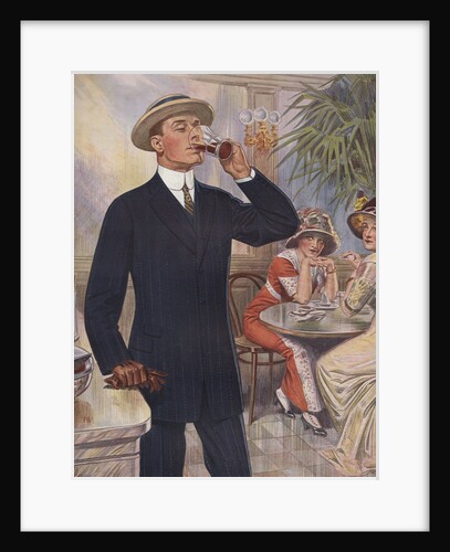 Royal Tailors Illustration of Man Drinking in Restaurant by Anonymous