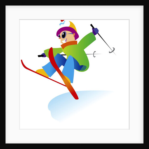Freestyle Skiier Jumping up by Anonymous