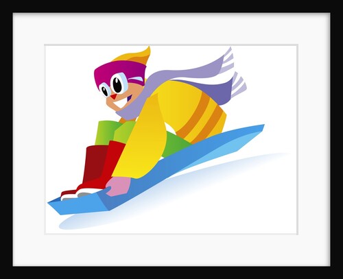 Boy Sledding by Anonymous