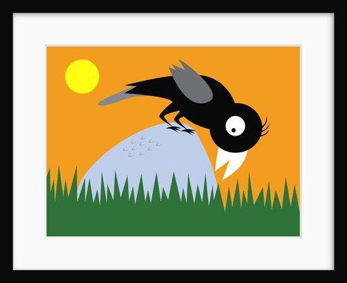 Crow on a rock by Anonymous