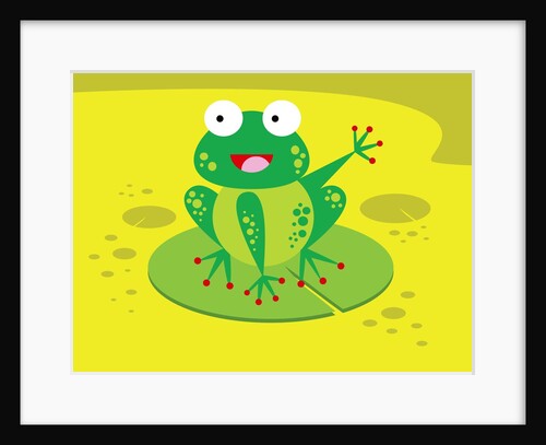 Happy Frog Waving from Lilypad by Anonymous