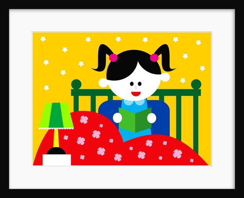 Girl reading in bed by Anonymous