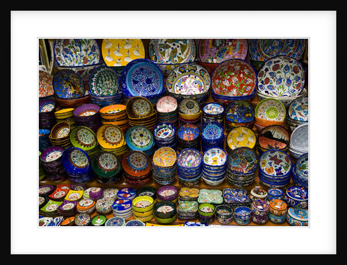 Colorful Dishes For Sale in the Spice Market Old Town Istanbul by Anonymous