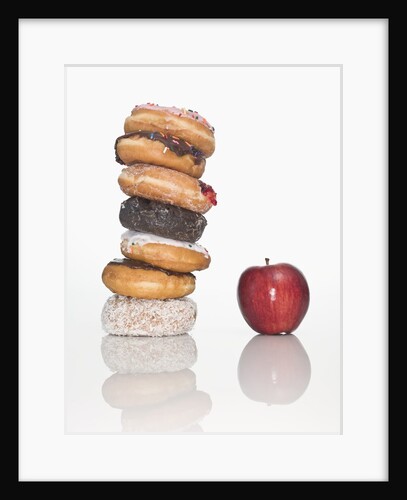 Stack of Donuts and One Apple by Anonymous