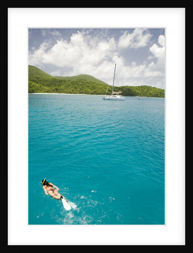 Woman Snorkeling in Hawksnest Bay at St. John Island by Anonymous