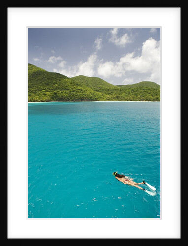 Woman Snorkeling in Hawksnest Bay at St. John Island by Anonymous