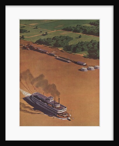 Illustration of Riverboat on Mississippi River by Anonymous