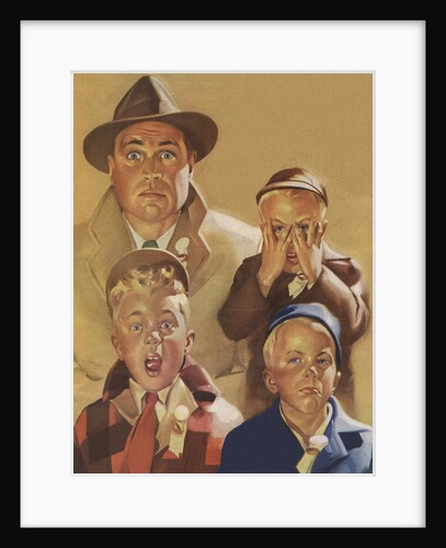 Illustration of Man and Boys Watching Football Game by Anonymous