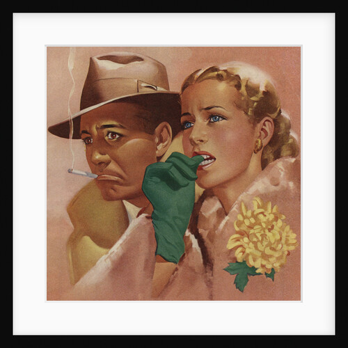 Illustration of Tense Couple Watching Football Game by Anonymous