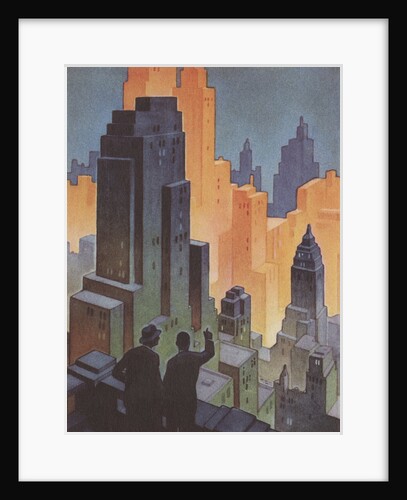 Illustration of Men Looking at View of New York by Anonymous