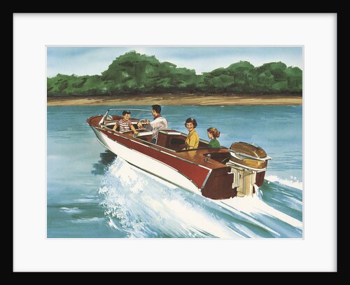 Illustration of Family in Speed Boat by Anonymous