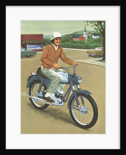 Illustration of Man Riding Motorcycle by Anonymous