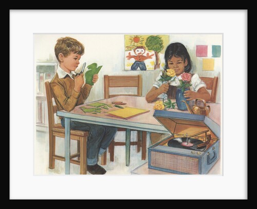 Illustration of School Children Working on Projects by Anonymous