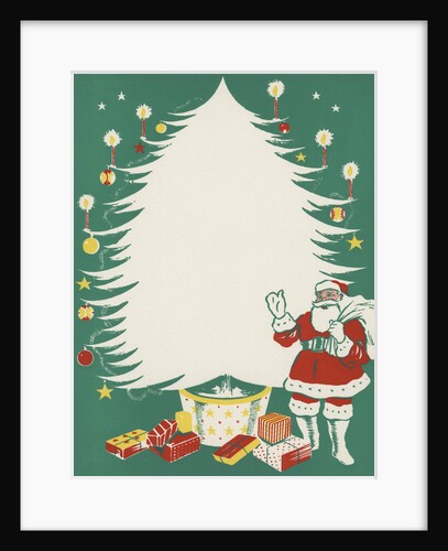 Greeting Card with Santa Claus and Christmas Tree by Anonymous